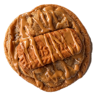 Brown butter cookie drizzled with Biscoff butter and topped with a Biscoff cookie
